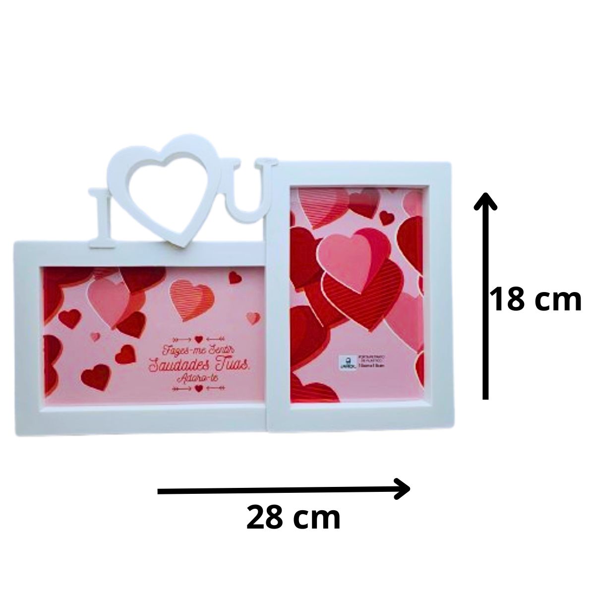 Porta Retrato Duplo Coração I Love You Decoração Amor Branco Porta Retrato Duplo Coração I Love You Decoração Amor Branco